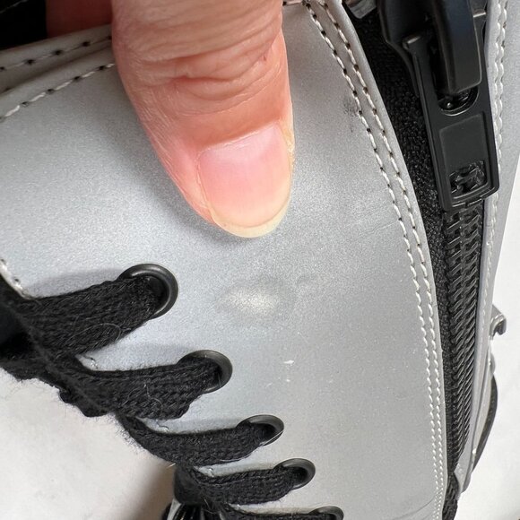Poster Girl Reflective Combat Flight Boots Ex Reflect Silver Lace-Up Lug Sole 7 - Picture 15 of 16